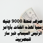  صرف منحة 9000 جنيه رسميًا لهذه الفئات بأوامر الرئيس السيسي خبر سار للمصريين