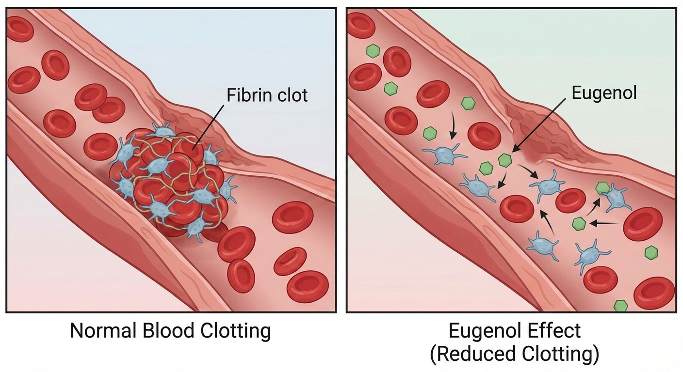 كيف يؤثر الأوجينول في تخثر الدم؟